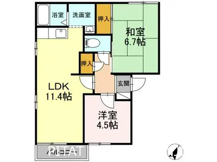 アペックス日進A(2LDK/2階)の間取り写真