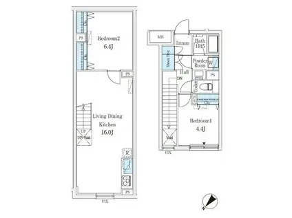 CREATIF学芸大学(2LDK/1階)の間取り写真