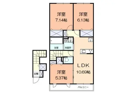 コウヤマキ(3LDK/2階)の間取り写真