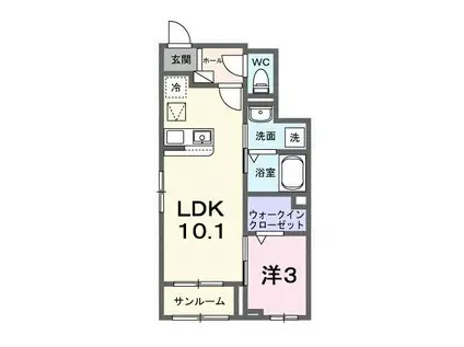 フレッサ II(1LDK/1階)の間取り写真