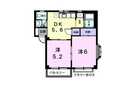 イマージュII(2K/2階)の間取り写真