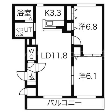 大光八番館(2LDK/3階)の間取り写真