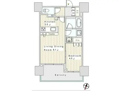 クラッシイスイート赤坂(1LDK/6階)の間取り写真