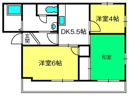 エスポワール C棟(3DK/2階)の間取り写真