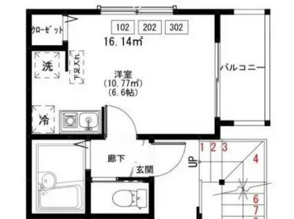 アッヴェニーレ(ワンルーム/1階)の間取り写真