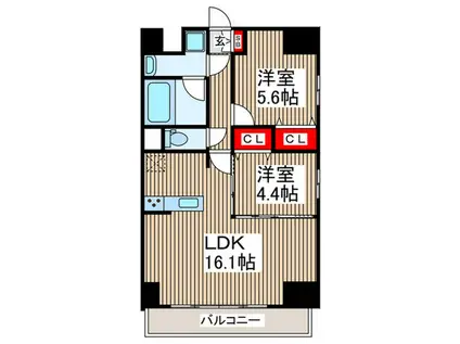 BELLE DEMEURE K(2LDK/10階)の間取り写真