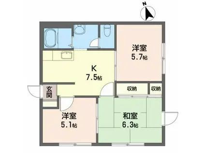 タウンコート・エミ(3K/1階)の間取り写真