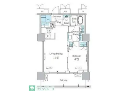 HARUMI FLAG PORT VILLAGE D棟(1LDK/11階)の間取り写真