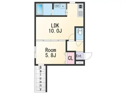 フジパレス中之島III番館(1LDK/1階)の間取り写真