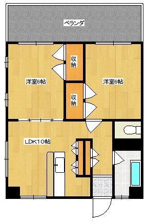 サンヒルズ首里(2LDK/1階)の間取り写真