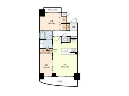 ラシュレエグゼ阿波座(2LDK/5階)の間取り写真