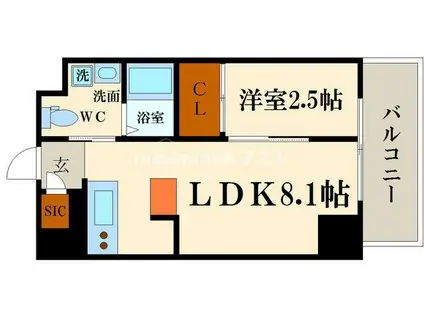 アイボリーポワント難波ウエスト(1LDK/5階)の間取り写真