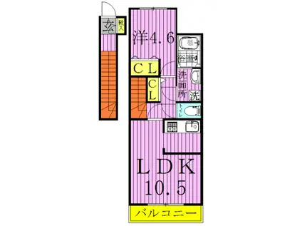 JIRO PERSIMMONジロー・パーシモン(1LDK/2階)の間取り写真