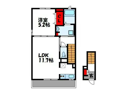 アマリア(1LDK/2階)の間取り写真