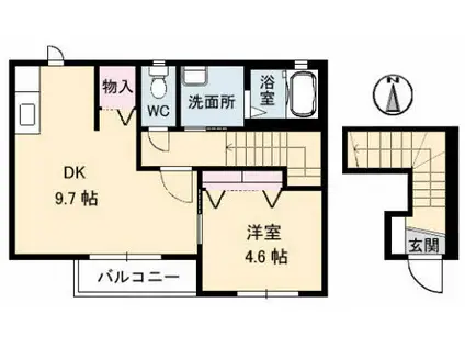 ルミエール春日(1LDK/2階)の間取り写真
