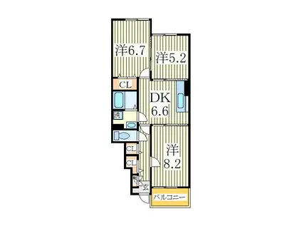 グランソレイユ(3DK/1階)の間取り写真
