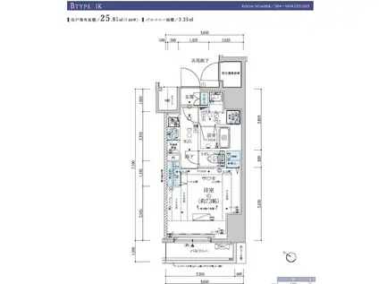 メインステージ五反野II(1K/3階)の間取り写真