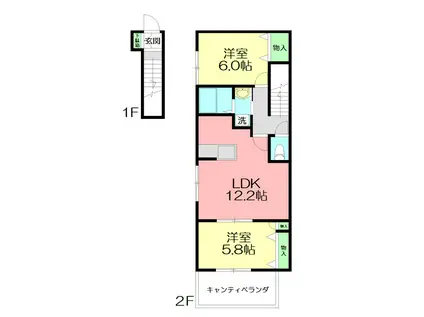 MORE CALDO A棟(2LDK/1階)の間取り写真