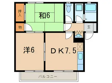 能登ハイツIII(2DK/1階)の間取り写真