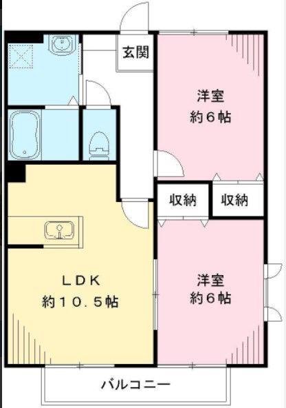 サンガーデン伊奈C(2LDK/2階)の間取り写真