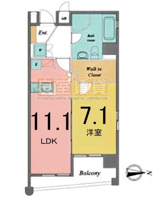 レインボーピア八熊(1LDK/6階)の間取り写真