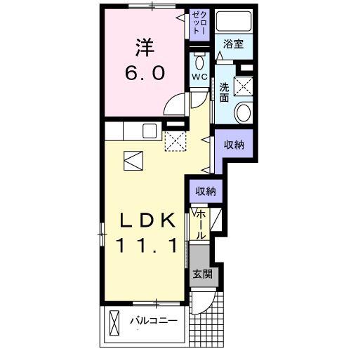フォレスト ヴィラ K(1LDK/1階)の間取り写真