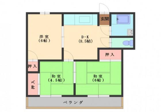 カツミビル(3DK/2階)の間取り写真