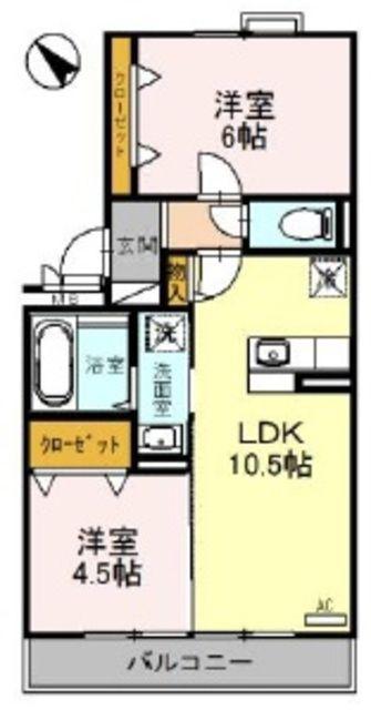 アンクレージュB(2LDK/1階)の間取り写真