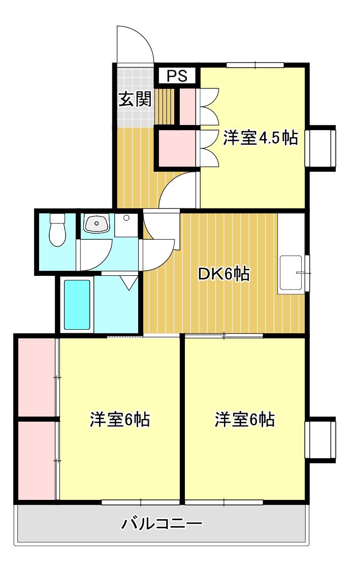 リアライズ浜松(3DK/4階)の間取り写真