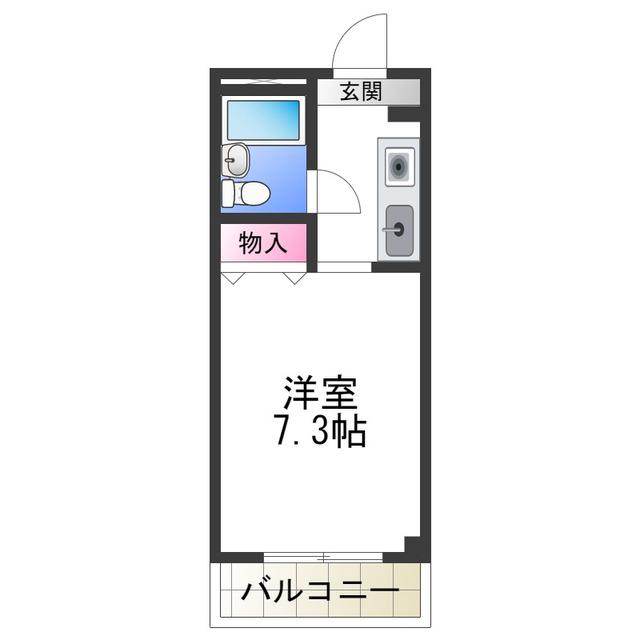 クレストコート(ワンルーム/2階)の間取り写真