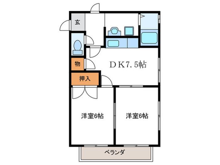 キャロットII(2DK/2階)の間取り写真