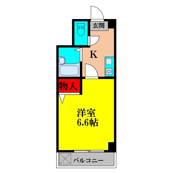 豊新芙蓉ハイツ(1K/5階)の間取り写真