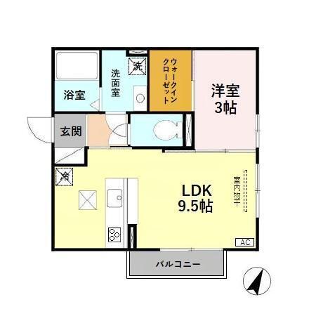クレール・ド・リュンヌ(1LDK/1階)の間取り写真