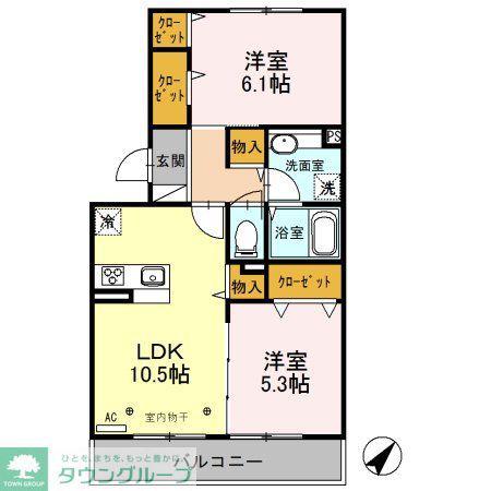 コモドTEN(2LDK/2階)の間取り写真
