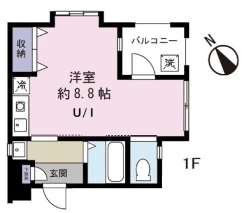 VERDE ヴェルデ(ワンルーム/1階)の間取り写真