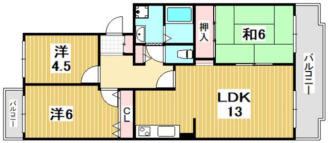 マッティーナ神戸弐番館(3LDK/3階)の間取り写真