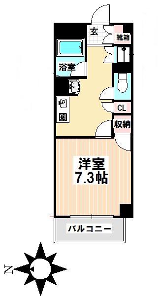 プロプル川名(1K/2階)の間取り写真