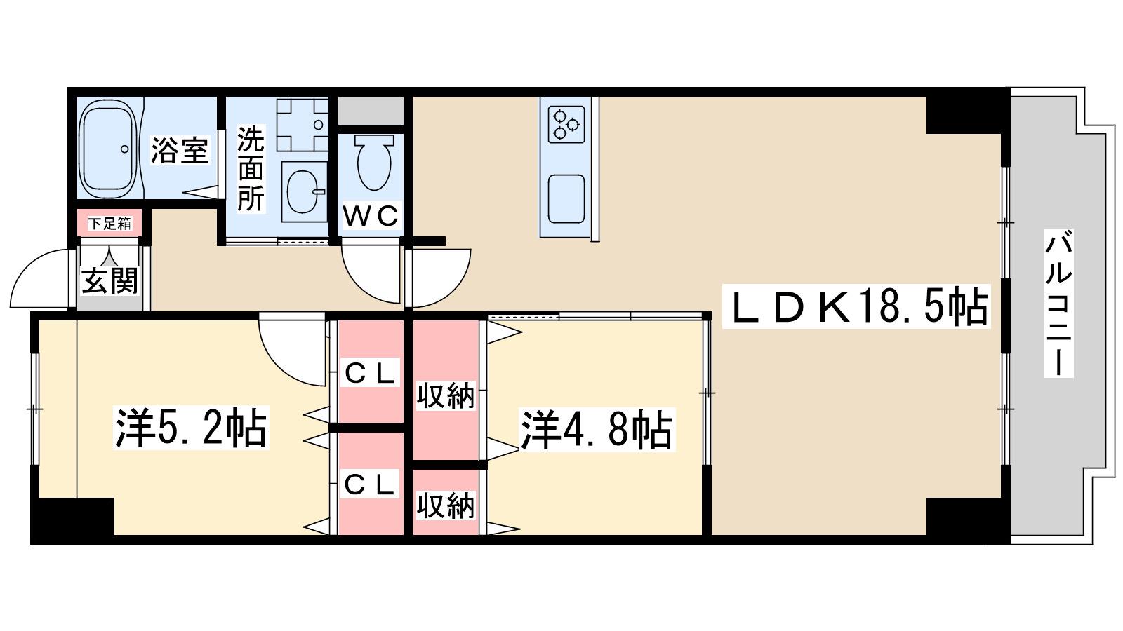 インプルーブ天満橋(2LDK/7階)の間取り写真