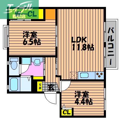 ガルテン26 A棟(2LDK/2階)の間取り写真