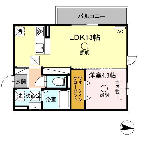 TSコート大津(1LDK/1階)の間取り写真