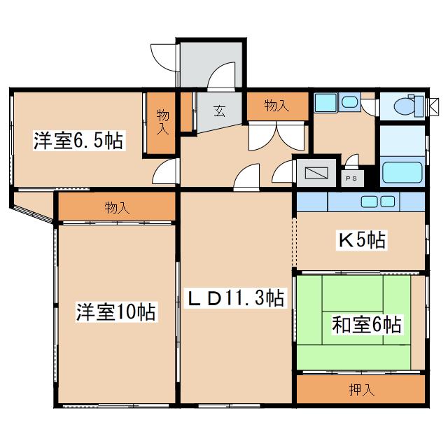 コーポ鶴ヶ岱(3LDK/1階)の間取り写真