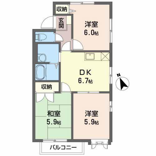 ディアスちごちごA(3DK/2階)の間取り写真