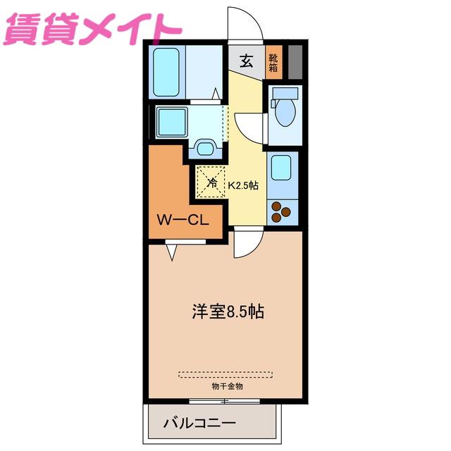 サクラーレ朝日(1K/2階)の間取り写真