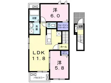 クオーレII(2LDK/2階)の間取り写真