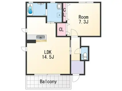 MASTCOURT鳴神(1LDK/1階)の間取り写真