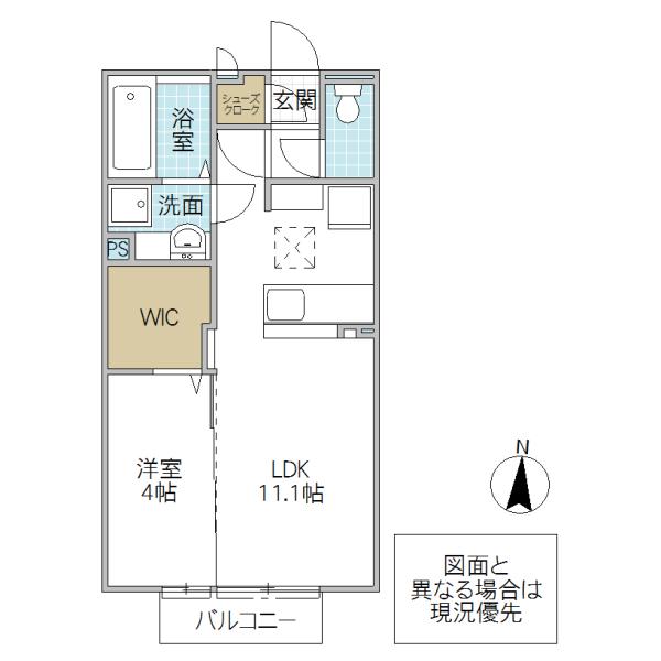 グランマーレMITO F(1LDK/1階)の間取り写真