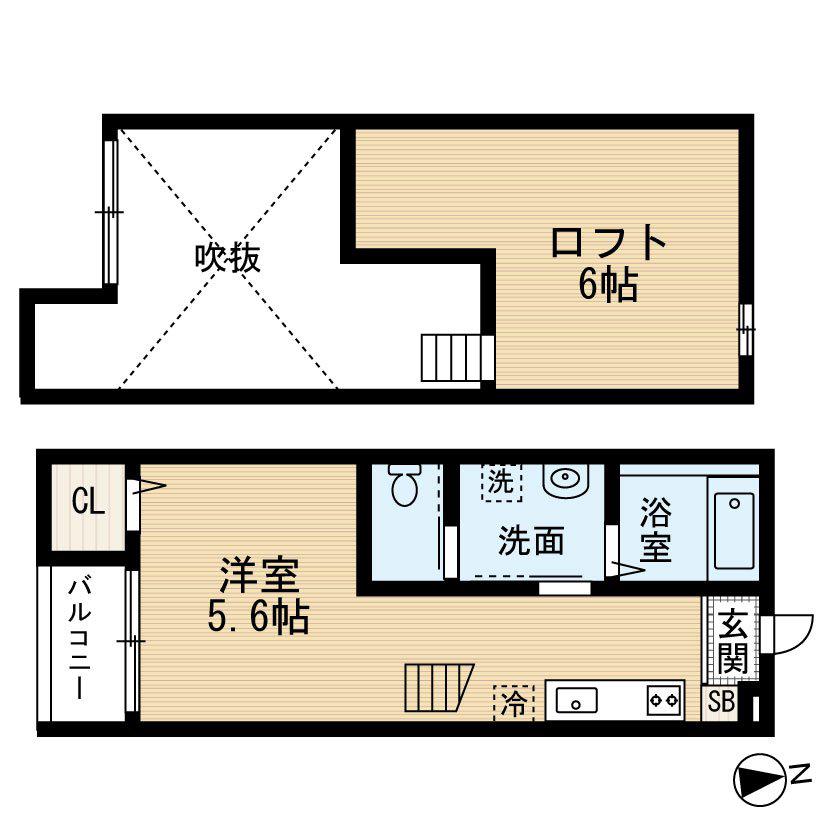 プランドール八千代(ワンルーム/2階)の間取り写真