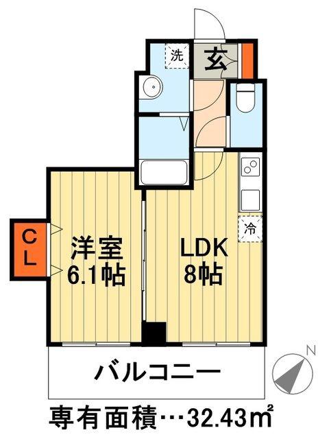 金太郎ヒルズ155(1LDK/6階)の間取り写真