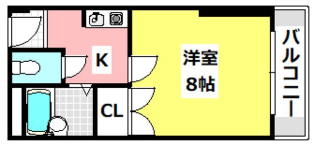 本町8番館(1K/4階)の間取り写真