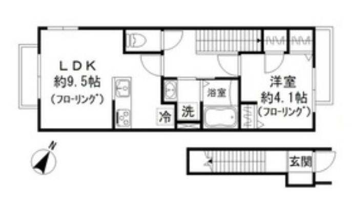 リベルテ池田山(1LDK/2階)の間取り写真